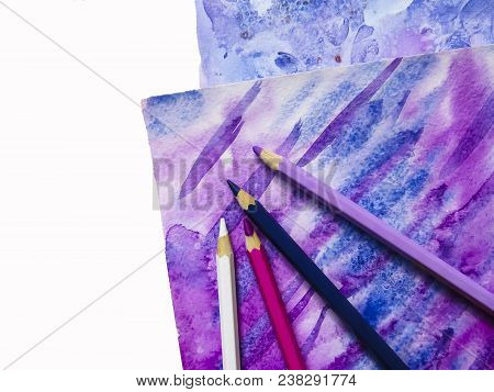 Art Watercolor Background. Hand Drawn Texture.paper And Pencil. Abstract Colorful Background  For De