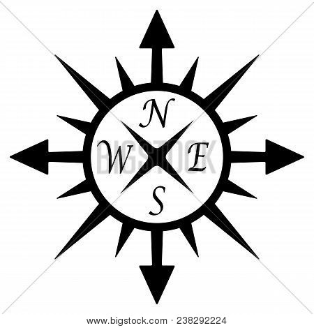 Compass Rose Vector On An Isolated White Background.
Usable As Marine Or Nautical Navigation Symbol 