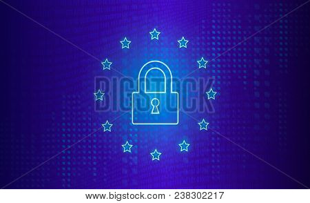 Illustration For Gdrp - General Data Protection Regulation At 25 May 2018. Technological Background 