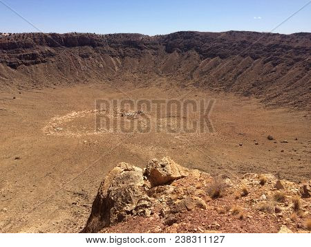View Of Meteor Crater Located In Winslow Arizona