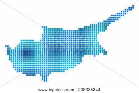 Blue Dot Cyprus Island Map. Vector Geographic Map In Blue Color Variations. Vector Concept Of Cyprus