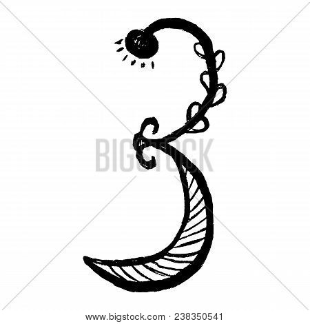 Handdrawn Arabic Numerals. Number 3 - Floral Element Of Numbers Made From Hand Drawn Flowers  For Yo