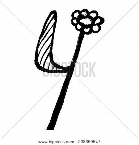 Handdrawn Arabic Numerals. Number 4 - Floral Element Of Numbers Made From Hand Drawn Flowers  For Yo