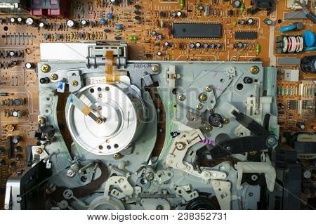 Vhs Videocassette Is Put Into The Video Recorder To Watch The Video, Another Video Cassette Is On Th