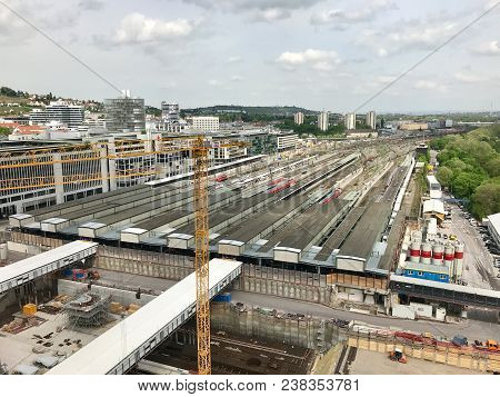 Stuttgart, Germany - April 24, 2018: Construction Site At Stuttgart Main Station For The Stuttgart21