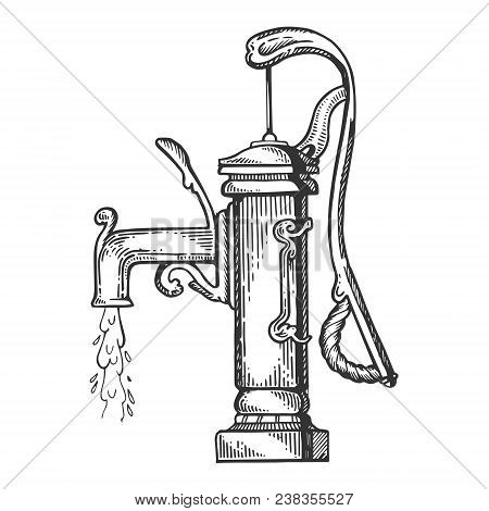 Standpipe Engraving Vector Illustration. Scratch Board Style Imitation. Black And White Hand Drawn I