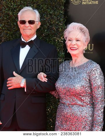 LOS ANGELES - APR 27:  George Bamford, Jennifer Bassey at the 2018 Daytime Emmy Awards - Creative at Pasadena Civic Auditorium on April 27, 2018 in Pasadena, CA