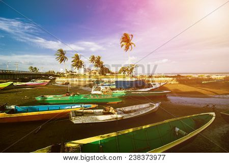 Traditional Fishing Boat, Wooden Boat, Wooden Canoe, Beach Landscape