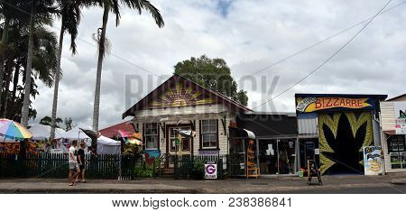 Nimbin, Australia - Dec 26, 2017. Nimbin Is A Lush Hinterland Town, Hub For Counterculture And Alter