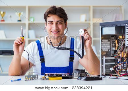 Computer hardware repair and fixing concept by experienced techn