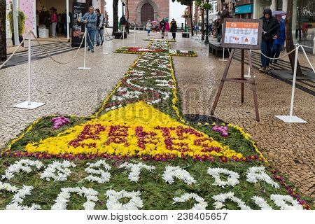Funchal, Madeira, Portugal - April 20, 2018: Flower Festival - The Famous Floral Carpets In The City