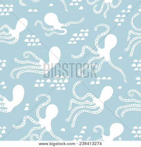 Seamless Pattern With Octopus. Scandinavian Style. Stock Vector. Perfect For Fabric, Textile. Vector