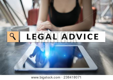 Legal Advice Ext On Virtual Screen. Consulting. Attorney At Law. Lawyer, Business And Finance Concep
