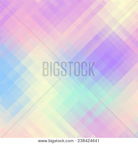 Blurred Background. Geometric Abstract Pattern In Low Poly Style. Effect Of A Glass. Holographic Col
