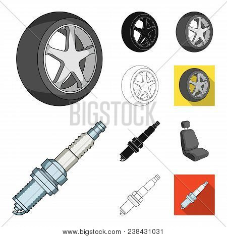 Car, Vehicle Cartoon, Black, Flat, Monochrome, Outline Icons In Set Collection For Design. Car And E