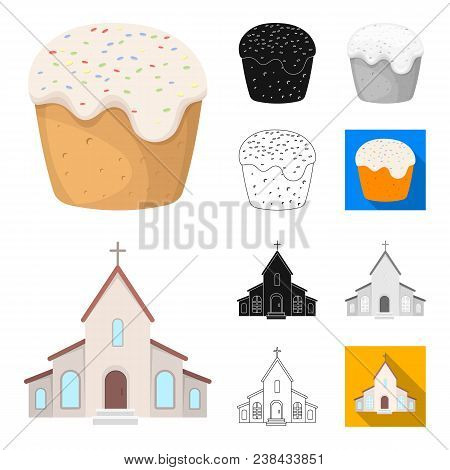 Easter Is A Christian Holiday Cartoon, Black, Flat, Monochrome, Outline Icons In Set Collection For 