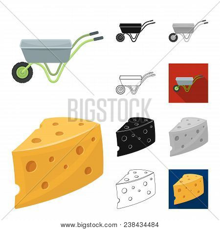 Farm And Gardening Cartoon, Black, Flat, Monochrome, Outline Icons In Set Collection For Design. Far