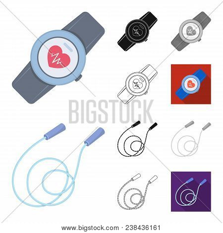 Gym And Training Cartoon, Black, Flat, Monochrome, Outline Icons In Set Collection For Design. Gym A