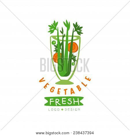 Original Logo Template For Natural Beverage From Parsley And Carrots. Organic Vegetarian Smoothie. T