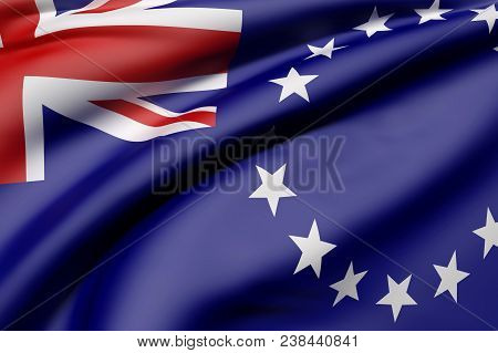 3d Rendering Of Cook Islands Flag Waving