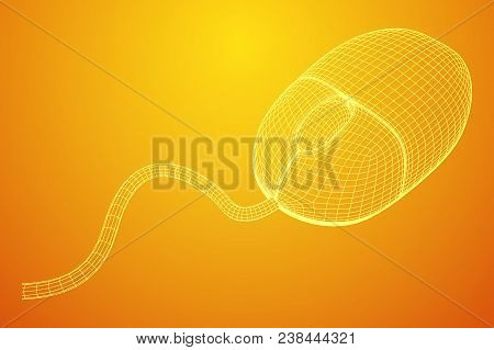 Wireframe Computer Mouse Low Ply Mesh Vector Illustration.
