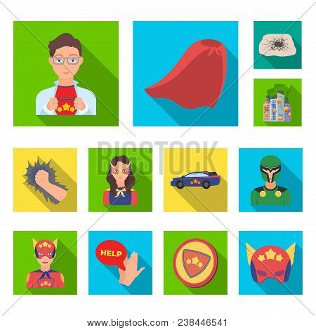 A Fantastic Superhero Flat Icons In Set Collection For Design. Superhero Equipment Vector Symbol Sto