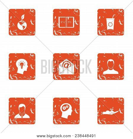 Eco Distribution Icons Set. Grunge Set Of 9 Eco Distribution Vector Icons For Web Isolated On White 