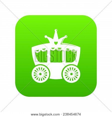 Carriage Icon Green Vector Isolated On White Background