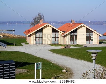 Holiday Homes On Flensborg Fjord On Clear Spring Day