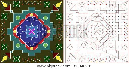 แรนโกลิ ทาง kolam การออกแบบ ด้วยเส้นจุด
