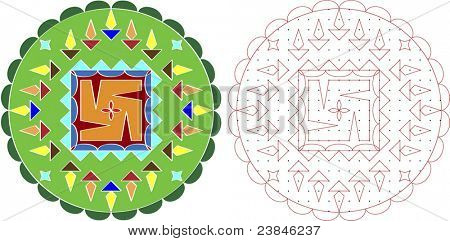 แรนโกลิ ทาง kolam การออกแบบ ด้วยเส้นจุด