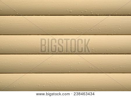 Horizontal Beige Siding Panels Protects Building From Bad Weather Conditions As Background Front Vie