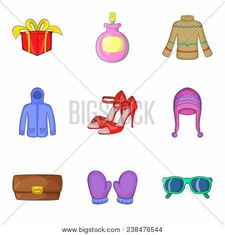 Buying Spree Icons Set. Cartoon Set Of 9 Buying Spree Vector Icons For Web Isolated On White Backgro