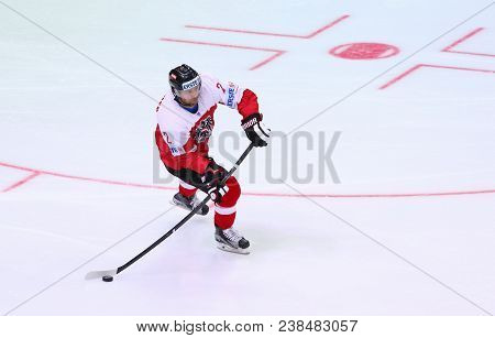 Kyiv, Ukraine - April 25, 2017: Markus Schlacher Of Austria In Action During Iihf 2017 Ice Hockey Wo