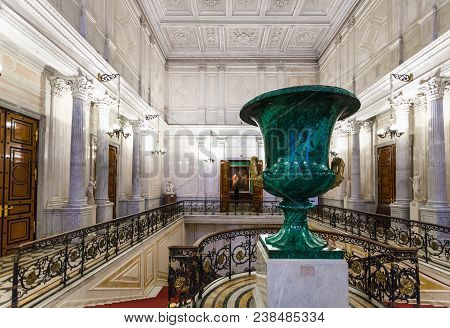 Saint Petersburg, Russia - March 16, 2018: Soviet Staircase In Great Hermitage Museum. The State Her