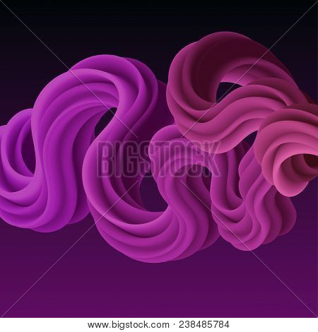 3d Multicolored Liquid Shape With Dynamic Effect. Abstract Gradient Curved Stream. Blended Fluid Col