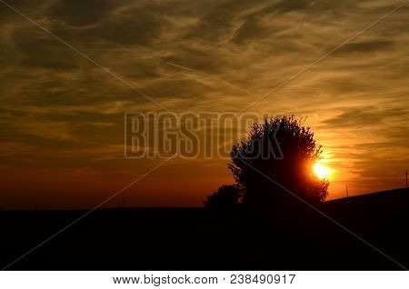 Sunset On The Beach With Beautiful Sky.
