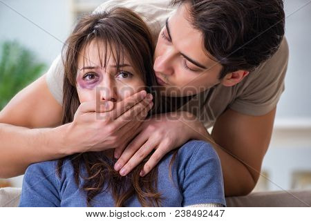 Desparate wife with aggressive husband in domestic violence conc