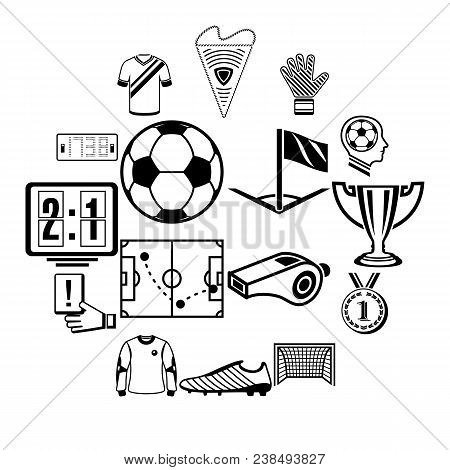 Soccer Football Icons Set. Simple Illustration Of 16 Soccer Football Vector Icons For Web