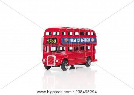 A Red London Doubledecker Bus. Isolated On White Background