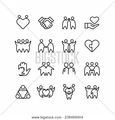 Friend, Buddy And Gay Line Icons. Friendship, Harmony And Friendly Outline Symbols Isolated. Friends