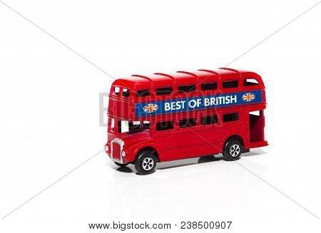 A Red London Doubledecker Bus. Isolated On White Background