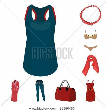 Women Clothing Cartoon Icons In Set Collection For Design.clothing Varieties And Accessories Vector 