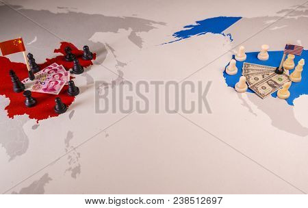 Usa And China Trade War Concept. Tade War Caused By The 2018 Us Tariffs On Steel And Aluminium