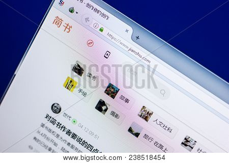 Ryazan, Russia - April 29, 2018: Homepage Of Jianshu Website On The Display Of Pc, Url - Jianshu.com