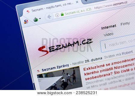 Ryazan, Russia - April 29, 2018: Homepage Of Seznam Website On The Display Of Pc, Url - Seznam.cz.