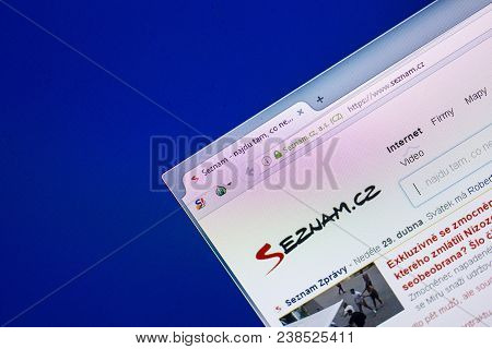 Ryazan, Russia - April 29, 2018: Homepage Of Seznam Website On The Display Of Pc, Url - Seznam.cz.