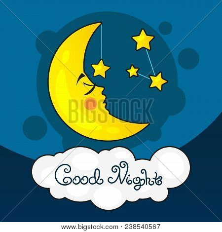 Good Night Card With Moon And Stars