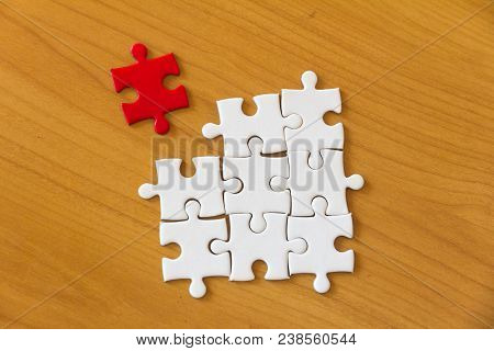 The Last Red Jigsaw Puzzle Represents Business Success.