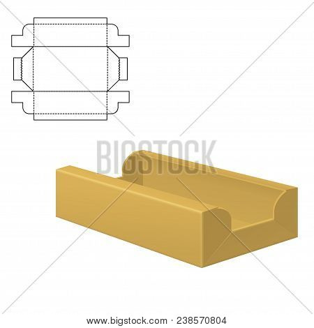 Vector Illustration Of Diecut Craft Box For Design, Website, Background, Banner. Retail Folding Pack